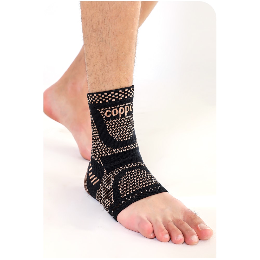 Infused Ankle Support, Copper Compression Sleeve for Foot Pain, Sprained Ankle, Sports Recovery for Men and Women