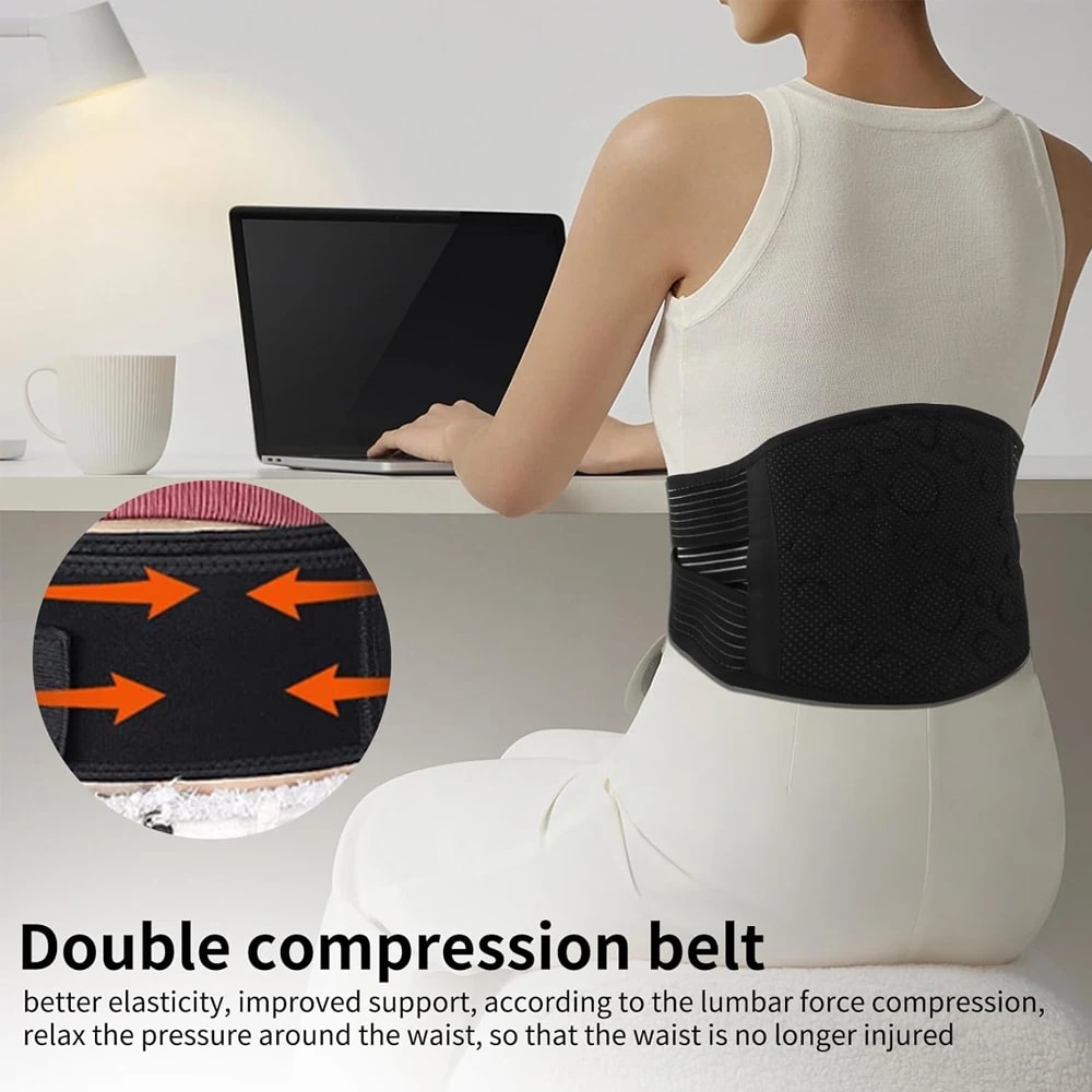 Thermal Magnetic Therapy Tourmaline, Self-heating Lumbar Support Belt for Sciatica Pain Relief