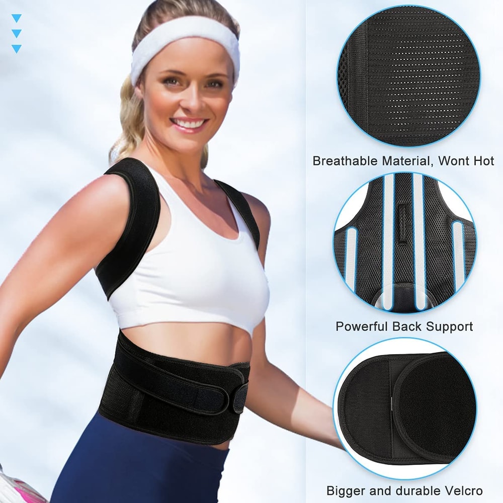 Back Straightener, Lumbar Support Back Brace, Posture Corrector for Neck and Shoulder Pain Relief