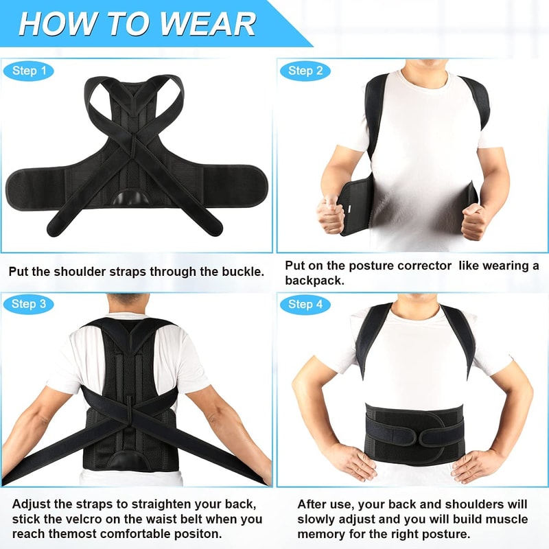 Back Straightener, Lumbar Support Back Brace, Posture Corrector for Neck and Shoulder Pain Relief