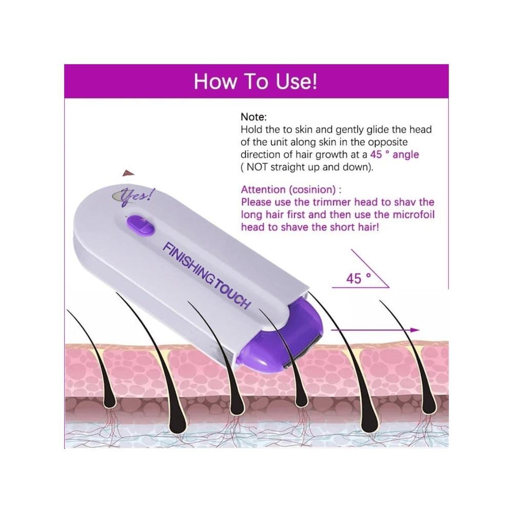 Electric Shaver for Women, Hair Removal Device for Facial, Leg, Bikini, Body & Hand