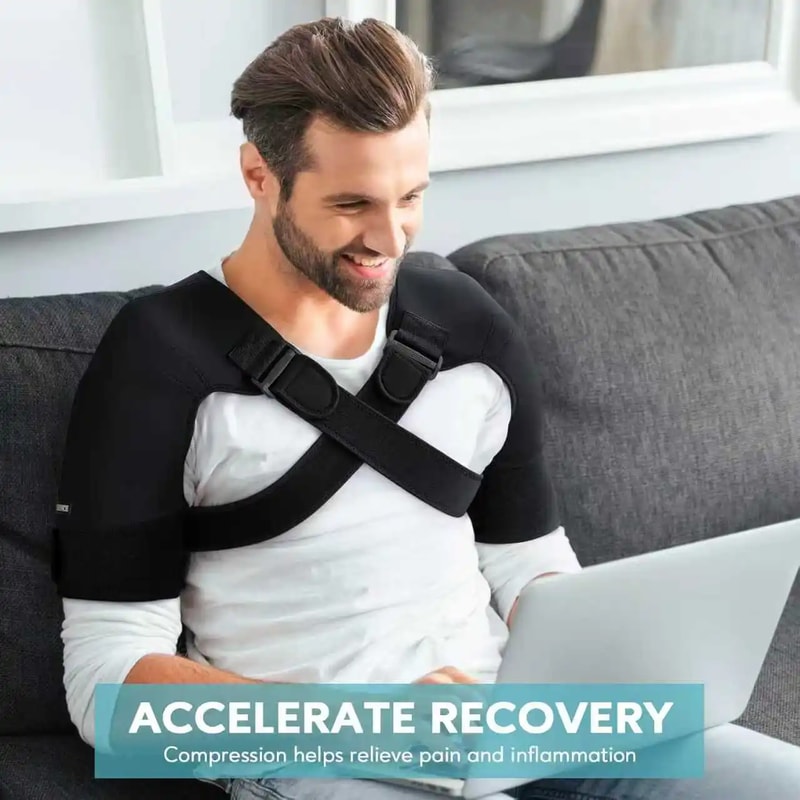 Knit Cashmere Shoulder Compression Sleeve Wrap Double Shoulder Guard For Rotator Cuff Tendonitis Re