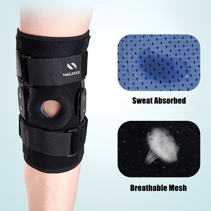 Adjustable Knee Support Brace, Hinged Wrap for Pain Relief, Strains, Sprains, and Swelling