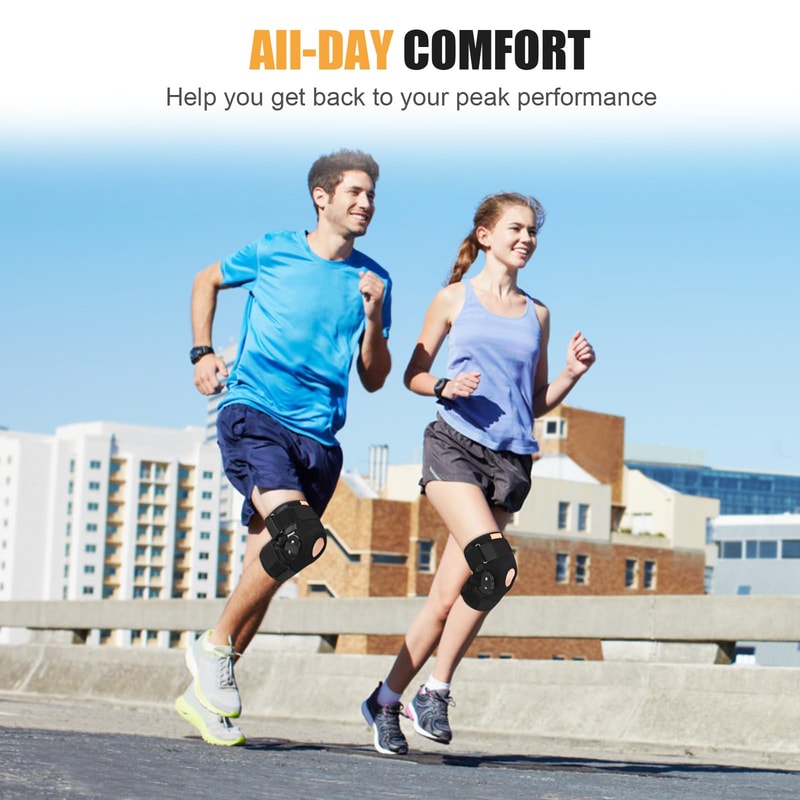 Adjustable Knee Support Brace, Hinged Wrap for Pain Relief, Strains, Sprains, and Swelling