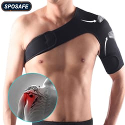 single shoulder support back brace, adjustable gym sports care wrap, black band pads for men & women
