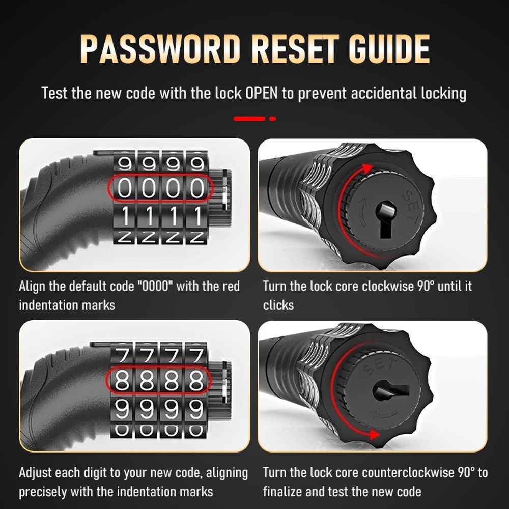 Reinforced Steel Cable Bike Lock 4Digit HighSecurity Combination For Bikes Scooters 2