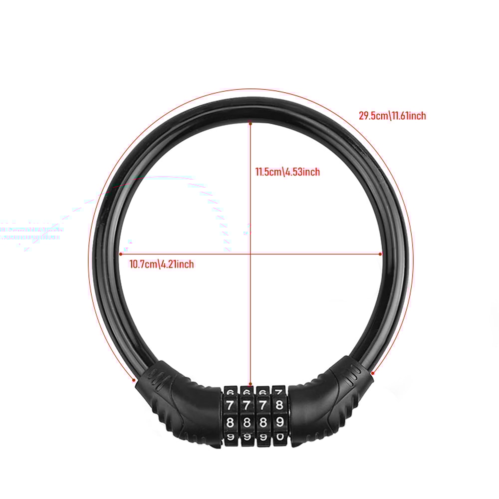 Reinforced Steel Cable Bike Lock 4Digit HighSecurity Combination For Bikes Scooters 5