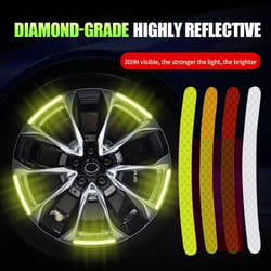 rainbow fluorescent reflective tape for night driving, high-visibility hub decals, safety stickers for cars & bike