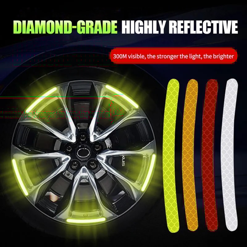 Rainbow Fluorescent Reflective Tape for Night Driving, High-Visibility Hub Decals, Safety Stickers for Cars & Bike