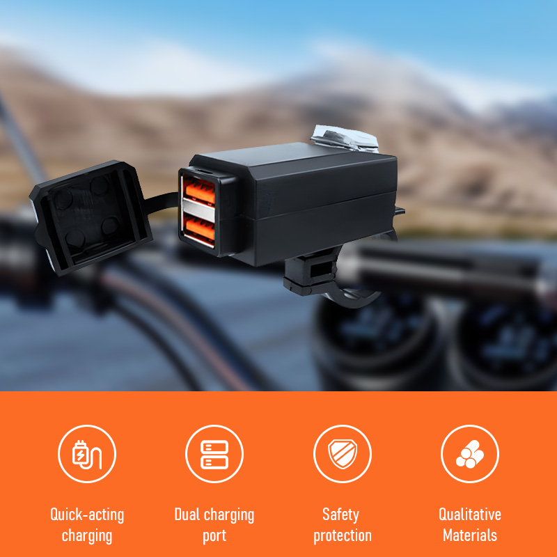 Waterproof Dual USB Motorcycle Charger Universal Power Adapter For Phones Quick Change 1
