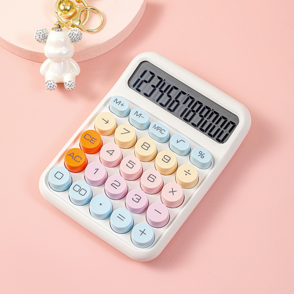 Cute Candy Color Mechanical Calculator, Keyboard Calculator Office 12-digit Model