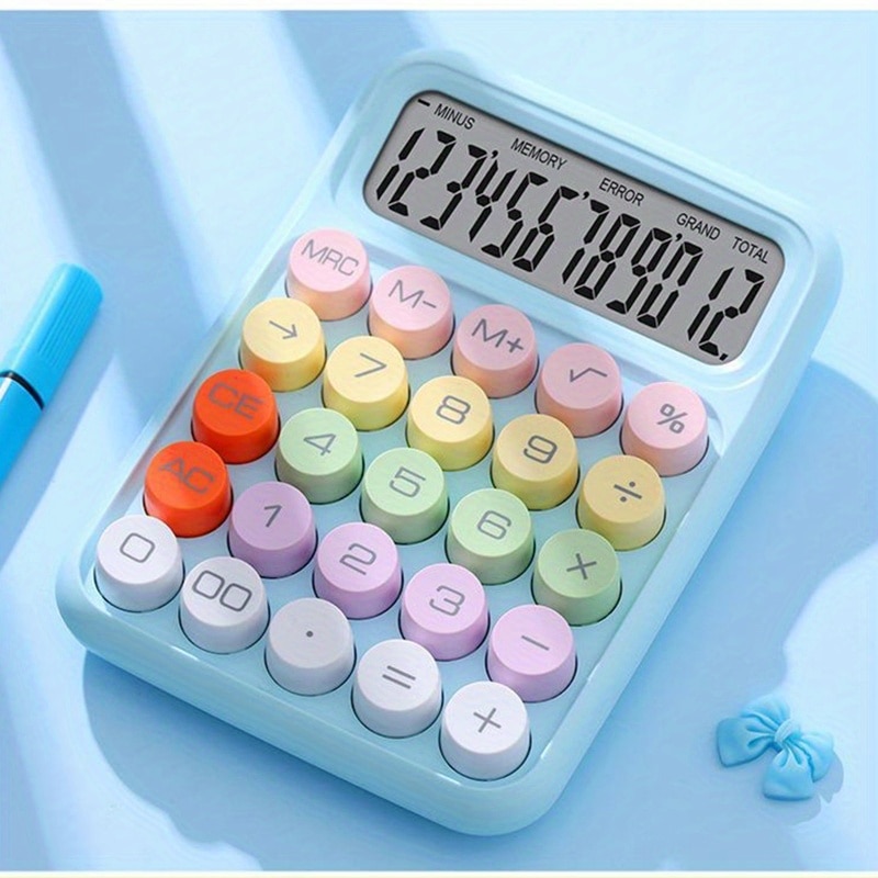 Cute Candy Color Mechanical Calculator, Keyboard Calculator Office 12-digit Model