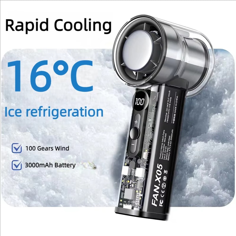 Highspeed Handheld Electric Fan USB Portable Rechargeable Outdoor Fan With Semiconductor Refrigerat 1