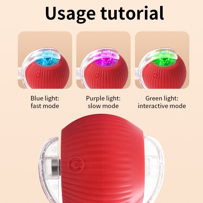 Interactive Silicone Smart Ball for Cats, USB Rechargeable, Electric Rolling Pet Cat Toy with Long Tail Teaser