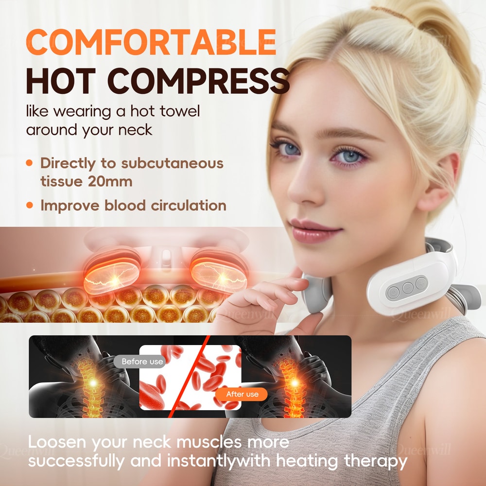 Portable Smart Neck and Shoulder Massager, 6 Modes, 16 Levels, USB Rechargeable, Ideal Gift for Men & Women