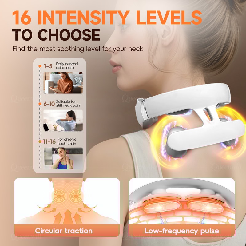 Portable Smart Neck and Shoulder Massager, 6 Modes, 16 Levels, USB Rechargeable, Ideal Gift for Men & Women
