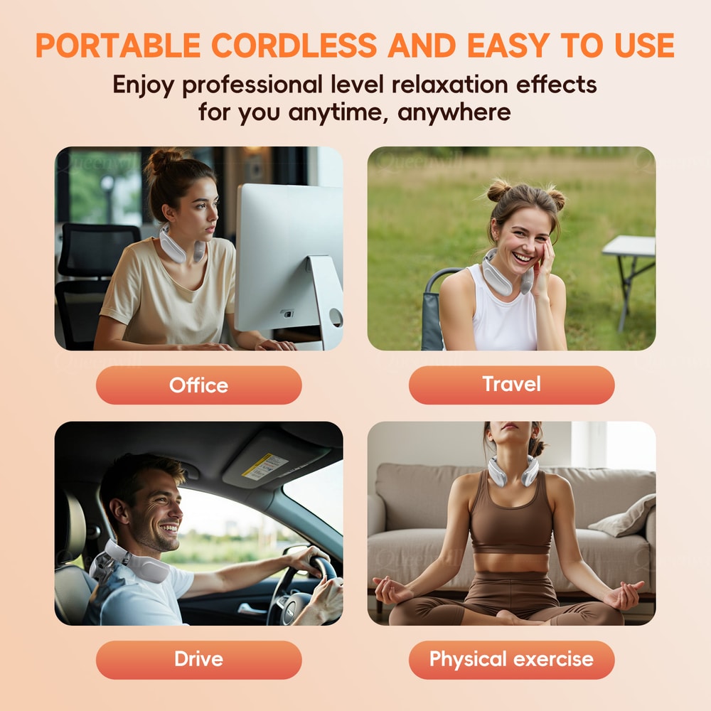 Portable Smart Neck and Shoulder Massager, 6 Modes, 16 Levels, USB Rechargeable, Ideal Gift for Men & Women