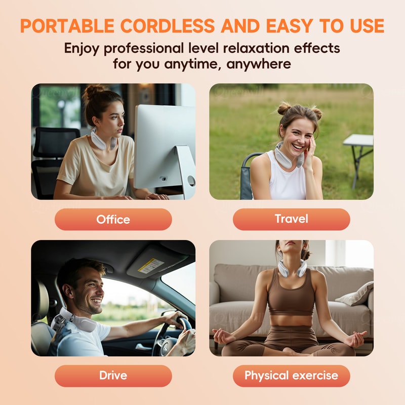 Portable Smart Neck and Shoulder Massager, 6 Modes, 16 Levels, USB Rechargeable, Ideal Gift for Men & Women