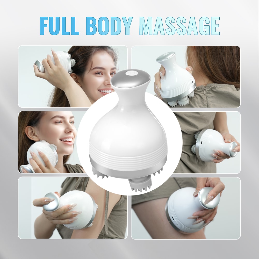 Deep Tissue Kneading Neck Massager, Electric Smart Head Massager, Wireless Waterproof Mini Scalp Massager Stress Relax