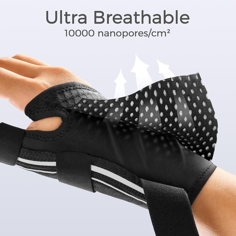Breathable Adjustable Wrist Splint Brace with Adhesive Strips, Comfortable Support for Sports Use