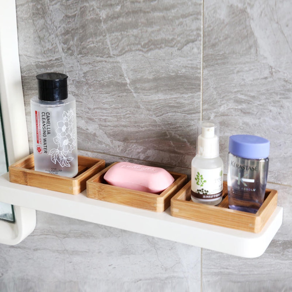 Wooden Soap Dish With Drainage MultiFunctional Bamboo Soap Holder For Bathroom 3