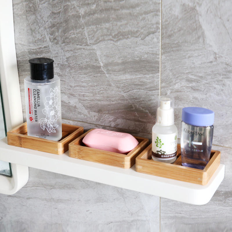 Wooden Soap Dish With Drainage MultiFunctional Bamboo Soap Holder For Bathroom 3