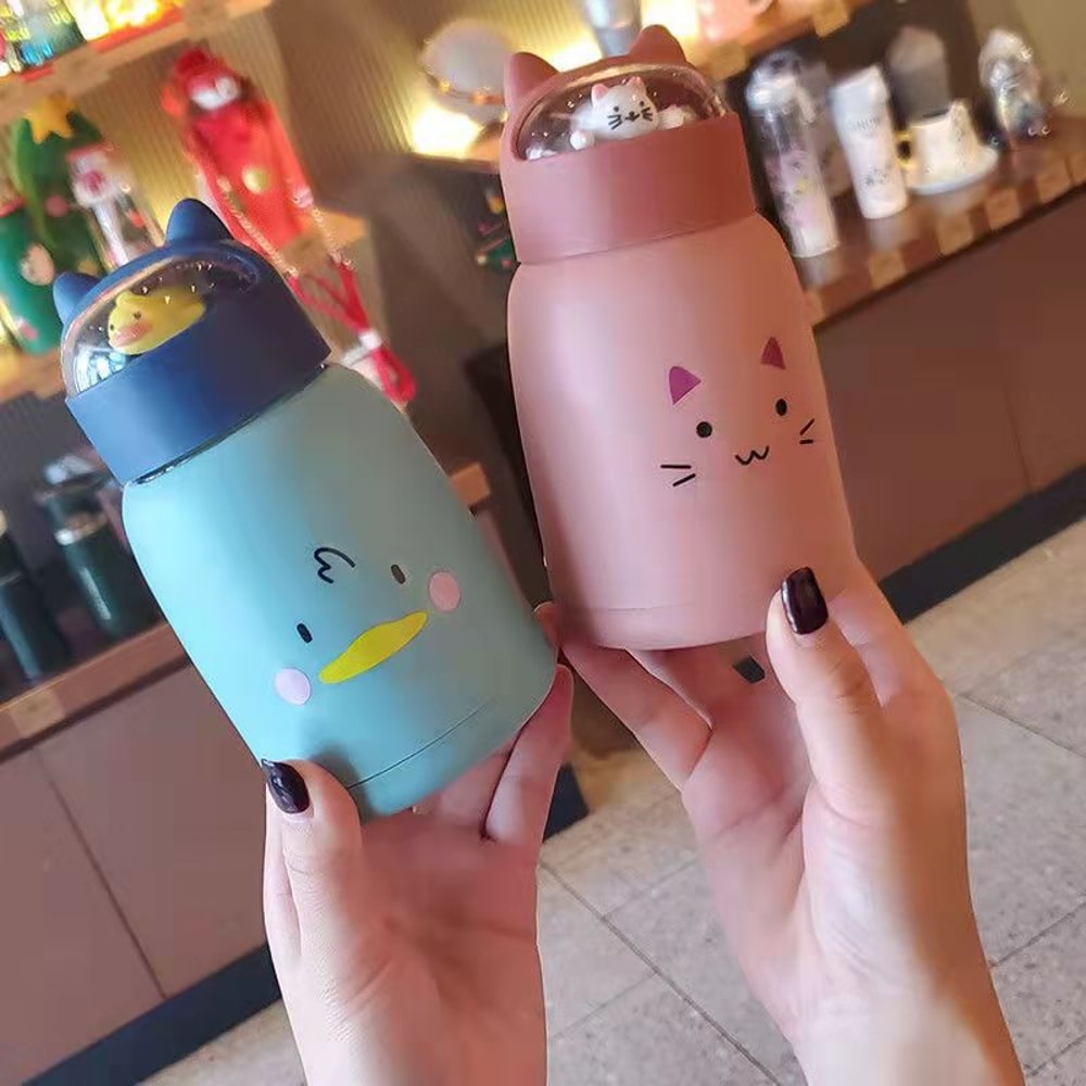 Three Dimensional Cartoon Animal Water Bottle Leakproof Glass Cup Cute Gift For Students 3