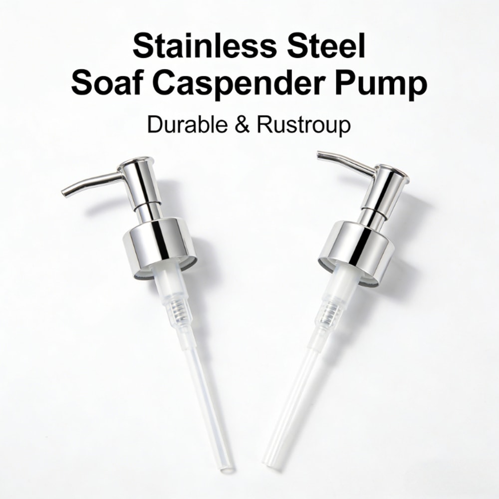 Replacement Stainless Steel Soap Dispenser Pump Head for Threaded Bathroom Kitchen Accessory, Shampoo Soap Pump