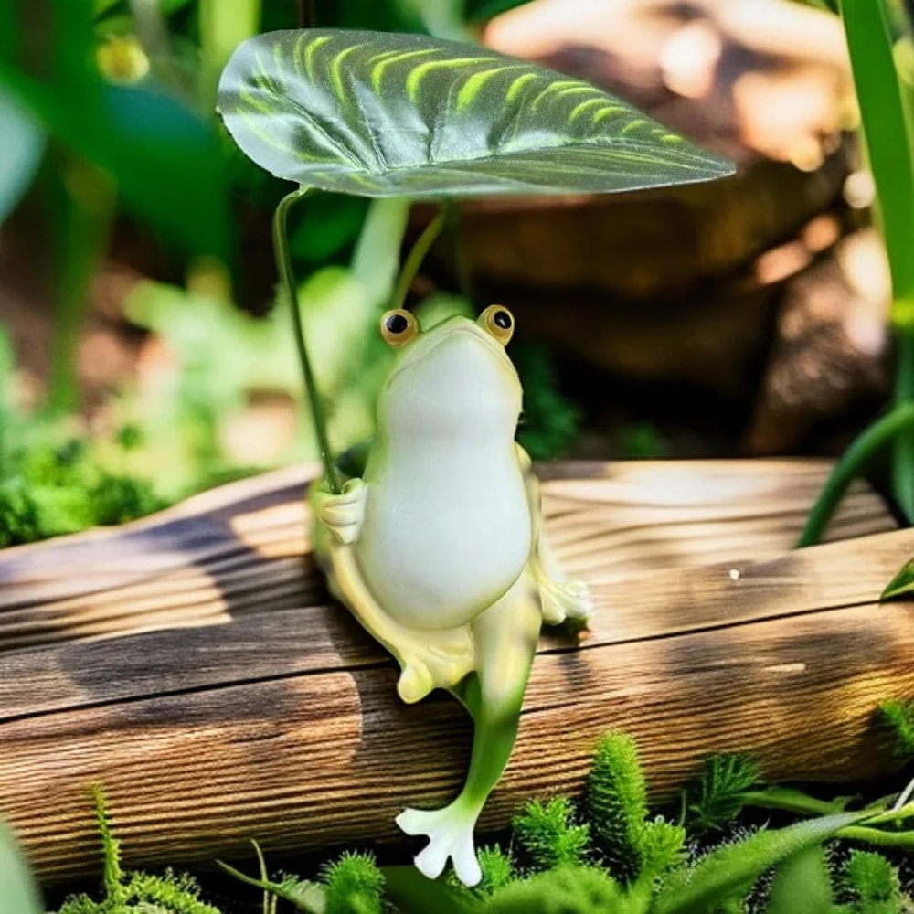 Mini Garden Ornament, Simulated Frog Leaf Decor for Pool, Courtyard Garden, Home Balcony Accent