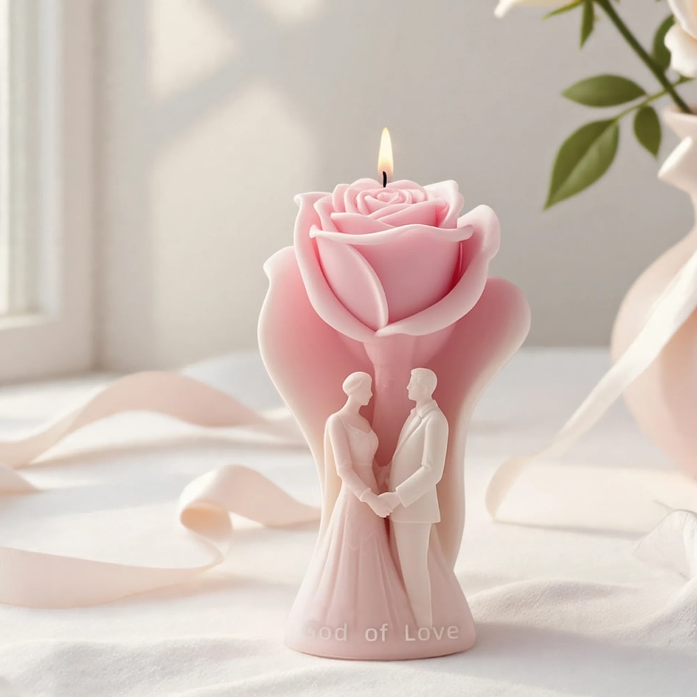 DIY Aromatherapy Soap Candle Rose Couple Silicone Mold For Wedding Valentines Day Craft 3