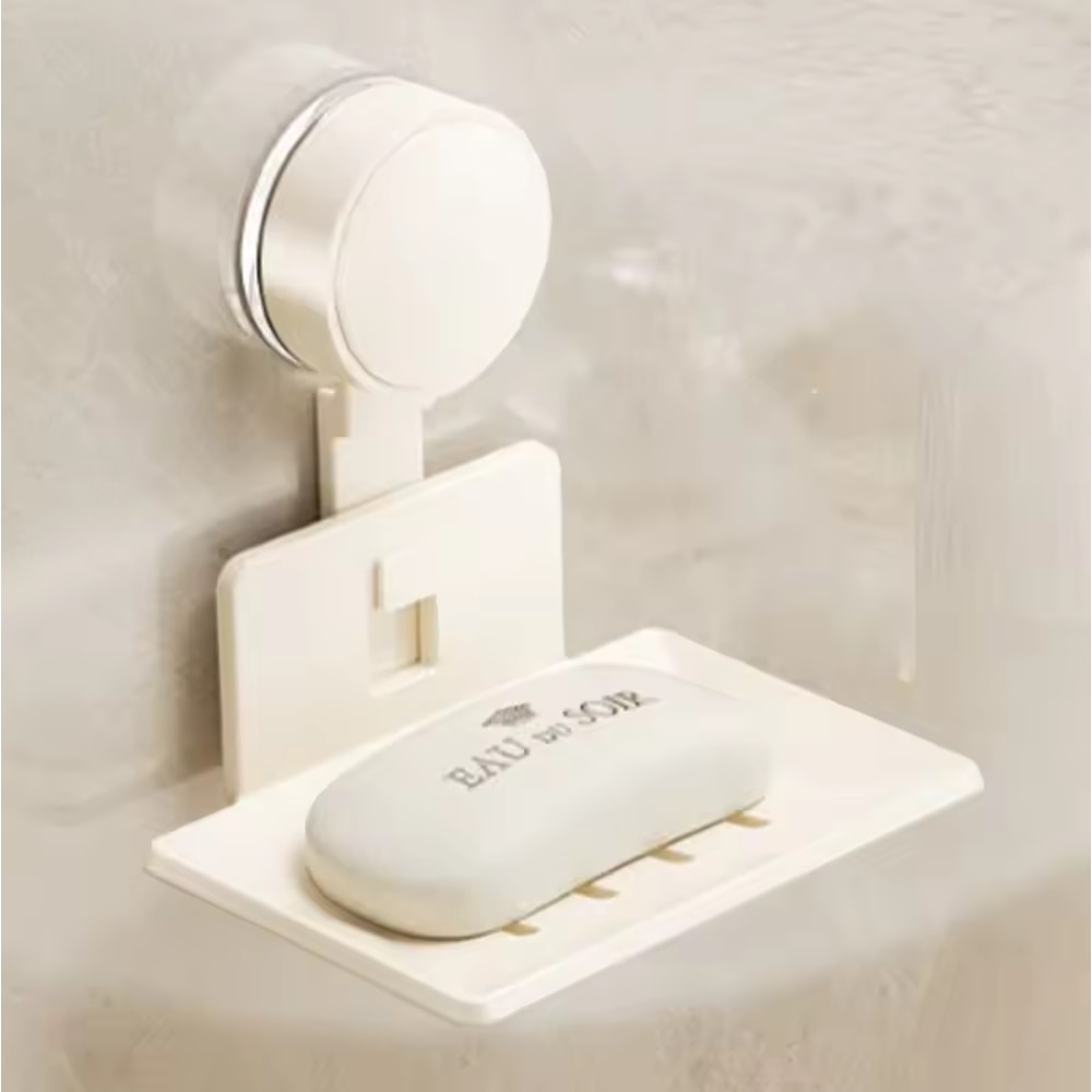 Bathroom Suction Cup Soap Storage Rack, No-Drill Wall-Mounted Drain Box for Easy Bathroom Organization