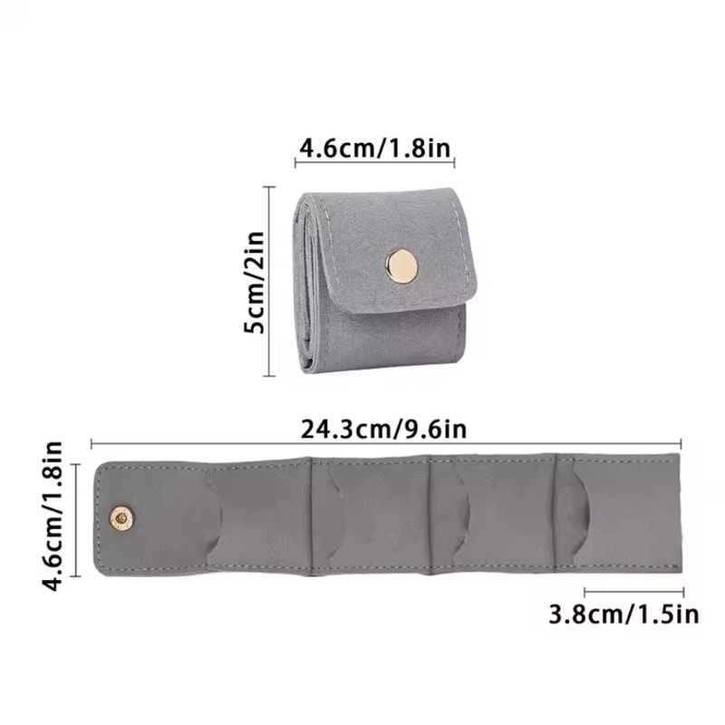 Portable Mini Jewelry Bag with 4 Compartments, Travel Jewelry Storage Case, Earrings Necklace Ring Organizer Bag