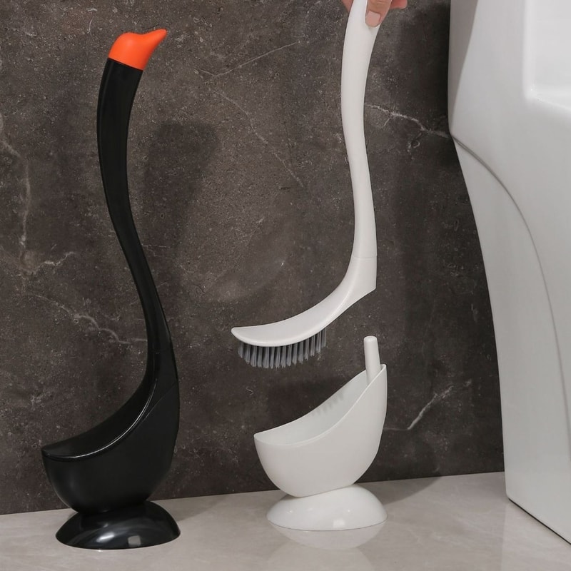 Swan Shape Toilet Brush with Long Handle, Cute Plastic Toilet Plunger, Bathroom Accessories, Household Cleaning Tool