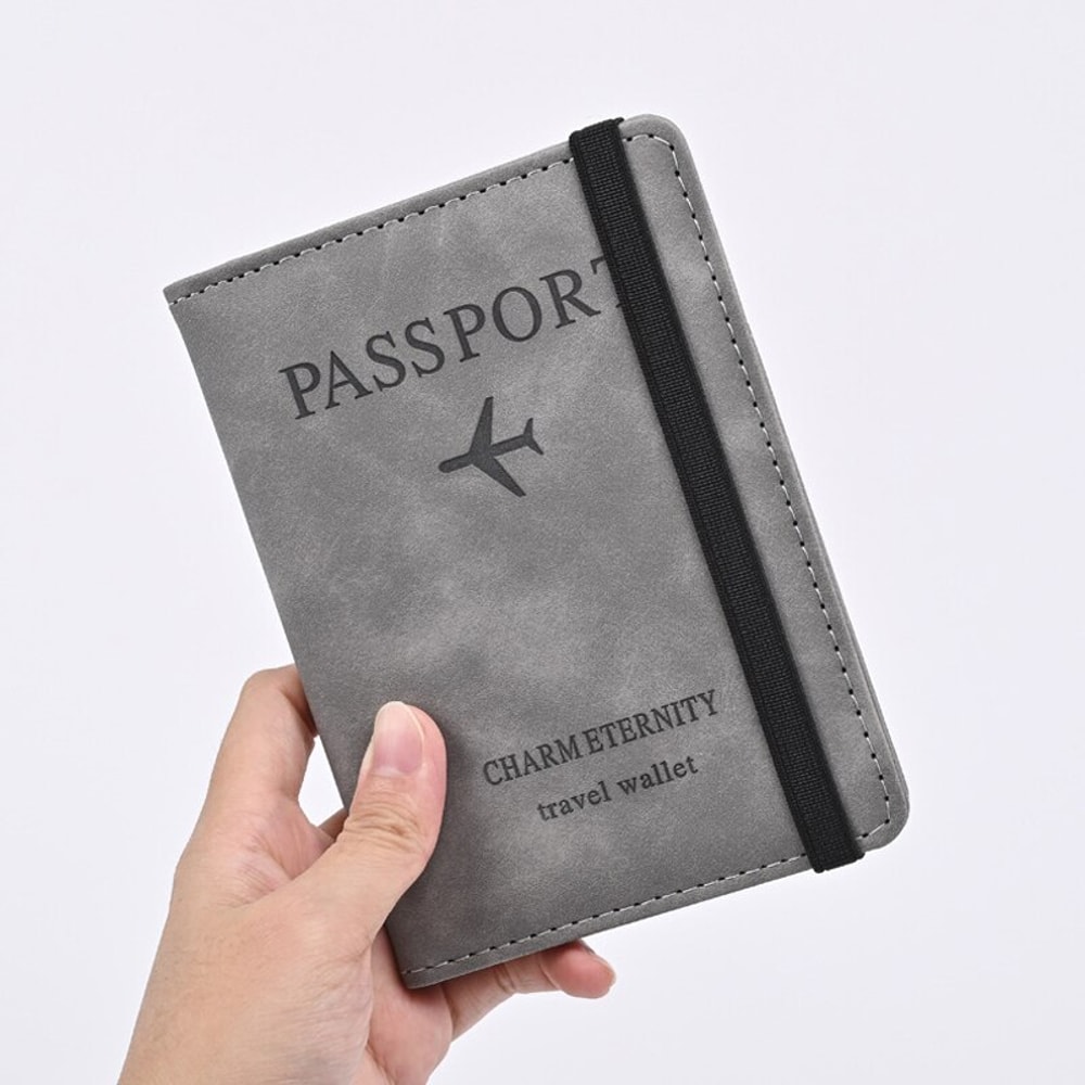 Hand Carry Wallet for Men, PU Leather Travel Passport Holder, Business Card Case
