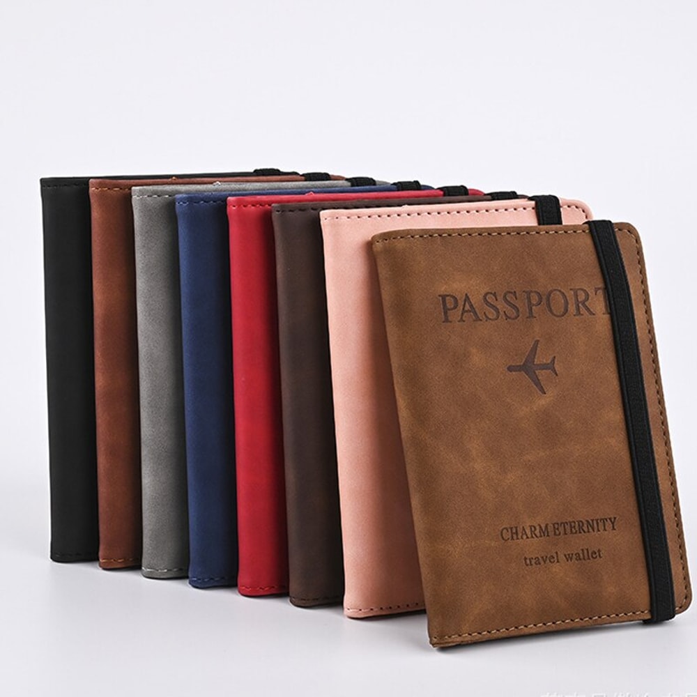 Hand Carry Wallet for Men, PU Leather Travel Passport Holder, Business Card Case