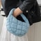 Elegant Purple Soft Nylon Mini Puffer Tote Bag Quilted Circle Phone Purse Simple Trend Handbag 10