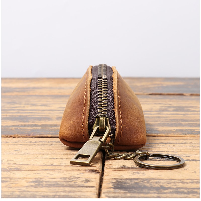 Retro Credit Card Holder Vintage Genuine Leather Coin Purse Zipper Womens Key Organizer Pouch Clutc 1