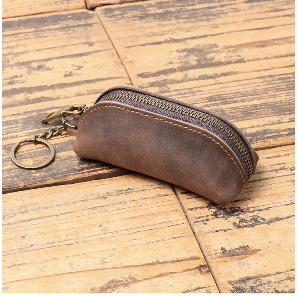 Retro Credit Card Holder Vintage Genuine Leather Coin Purse Zipper Womens Key Organizer Pouch Clutc 2