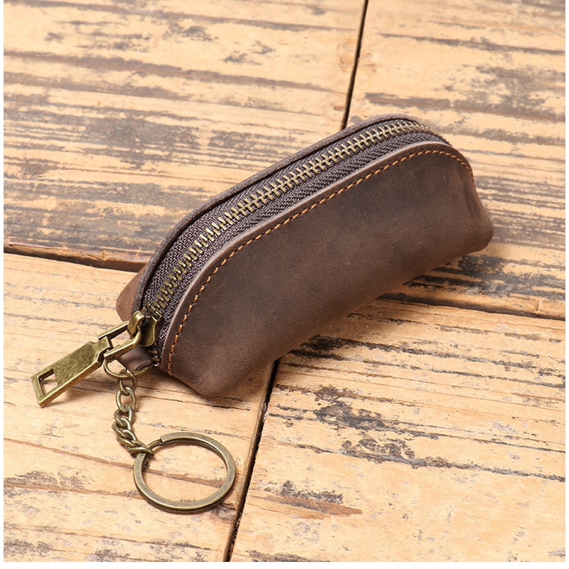 Retro Credit Card Holder Vintage Genuine Leather Coin Purse Zipper Womens Key Organizer Pouch Clutc 5