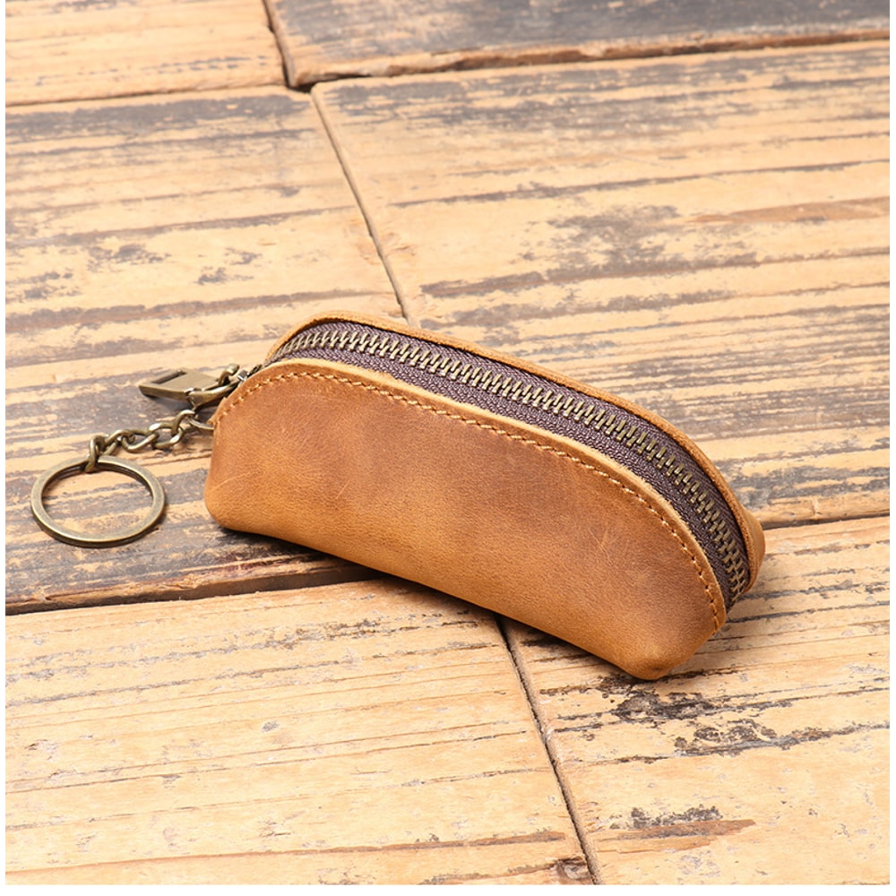 Retro Credit Card Holder Vintage Genuine Leather Coin Purse Zipper Womens Key Organizer Pouch Clutc 7