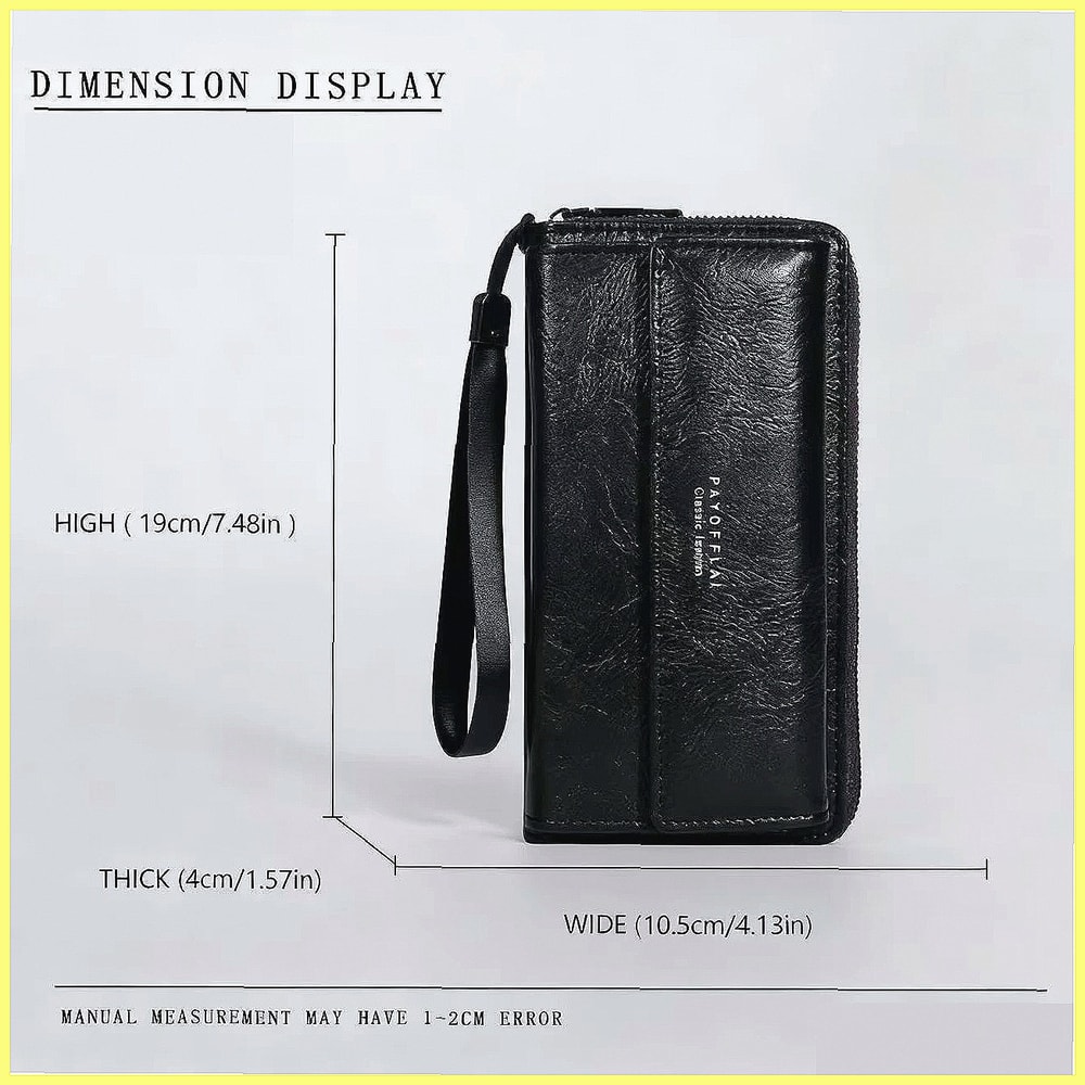 Large Capacity Phone Clutch Bag, Men's PU Zipper Handbag with Card Holder & Coin Purse