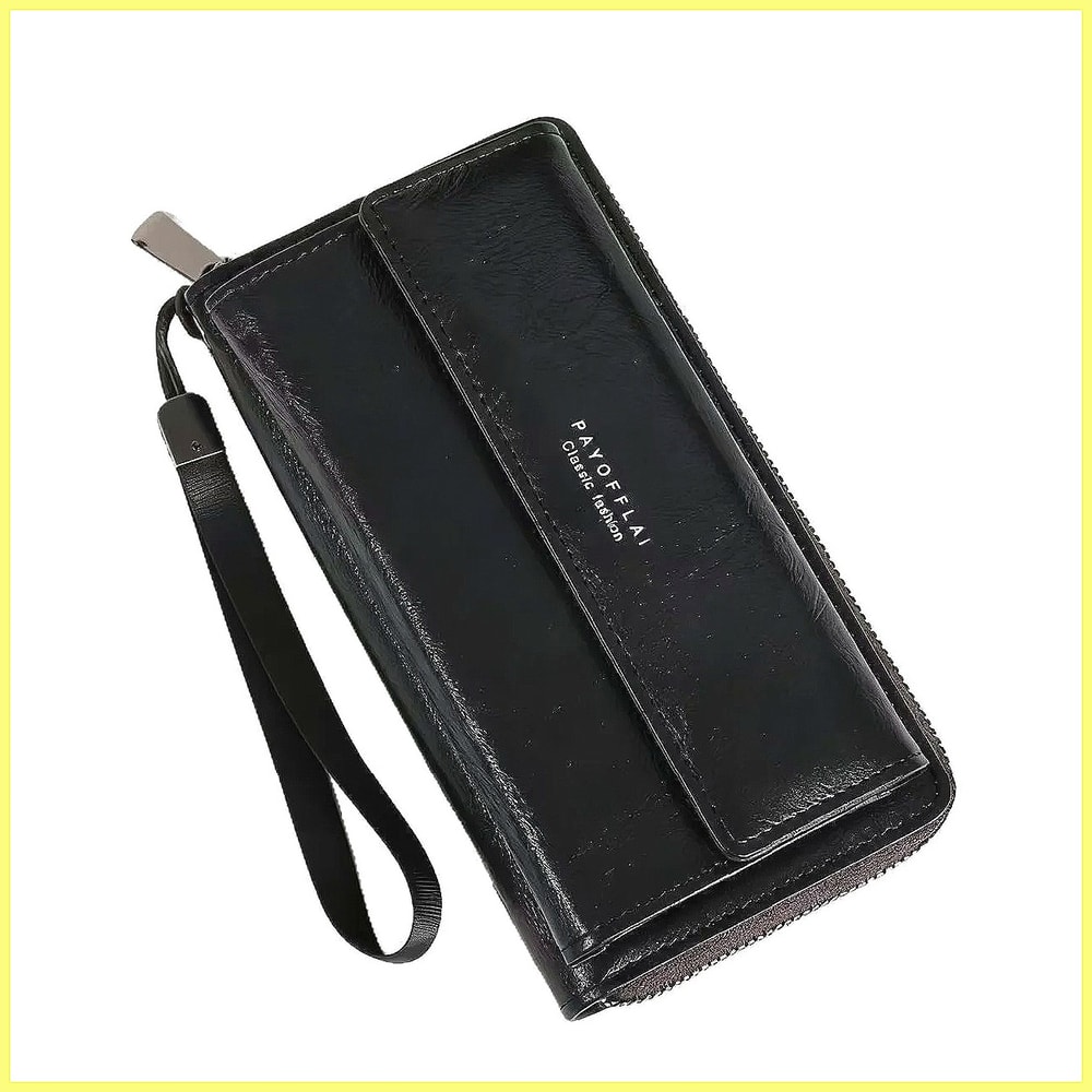 Large Capacity Phone Clutch Bag, Men's PU Zipper Handbag with Card Holder & Coin Purse