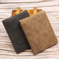 slim card holder wallet for men, pu leather short wallet, small zipper coin pocket man purse