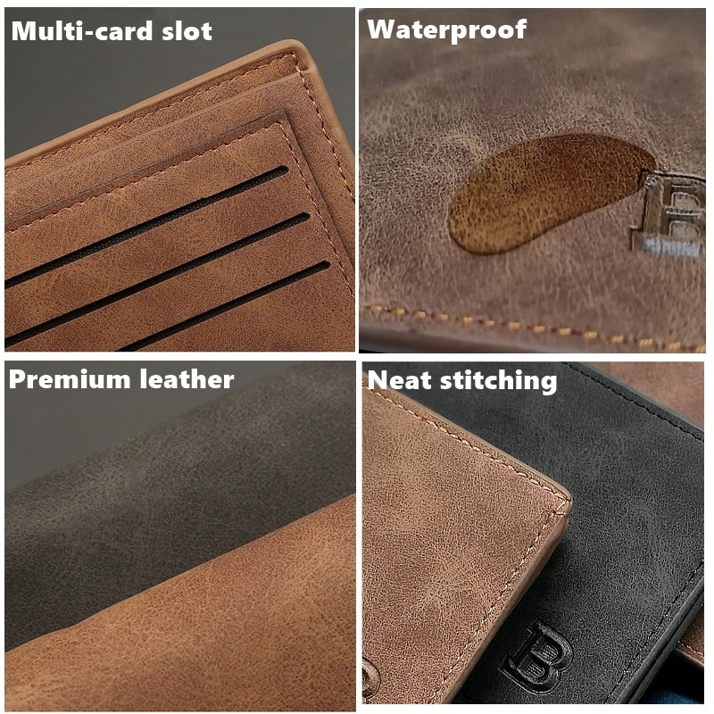 Top Men Thin Wallet with Coin Bag Zipper, New Retro Men Leather Wallets, Small Money Purses Design