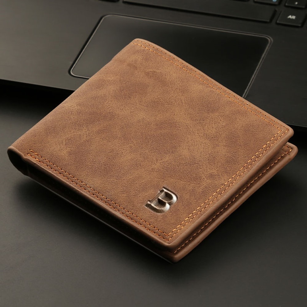Top Men Thin Wallet with Coin Bag Zipper, New Retro Men Leather Wallets, Small Money Purses Design