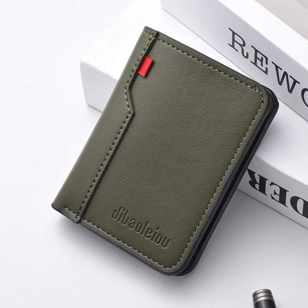 High Quality Short Vertical Mens Wallet Ultrathin PU Leather Card Holder 6