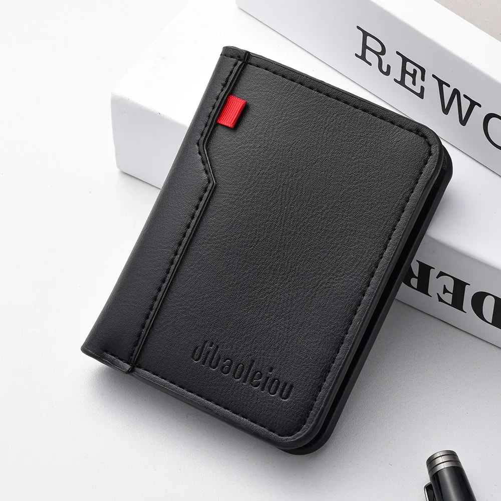 High Quality Short Vertical Mens Wallet Ultrathin PU Leather Card Holder 8