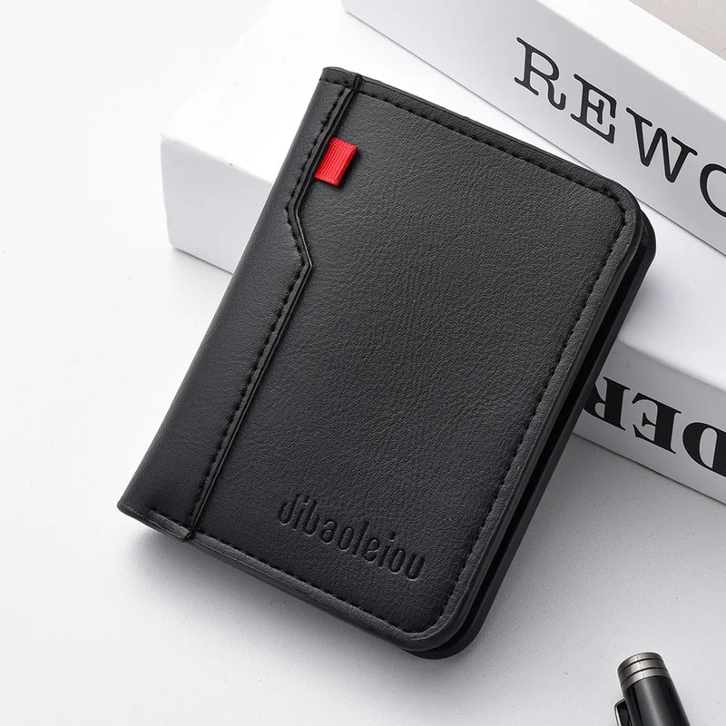 High Quality Short Vertical Mens Wallet Ultrathin PU Leather Card Holder 8