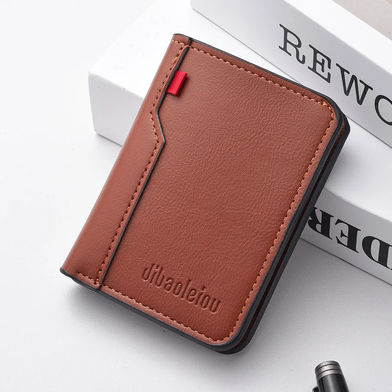High Quality Short Vertical Mens Wallet Ultrathin PU Leather Card Holder 9