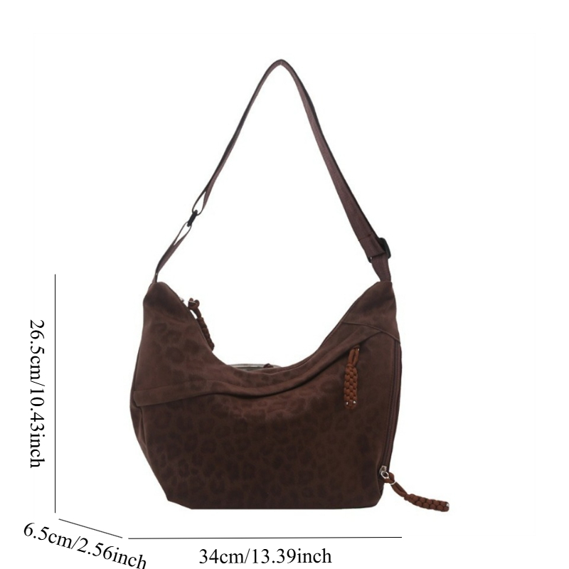 Leopard Print Crossbody Bag for Women, Large Capacity Hobo Shoulder Bag for Casual Outfit